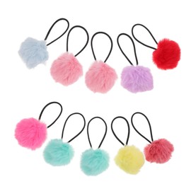 OATIPHO 16pcs Fur Ball Ponytail Holders Elastic Hair Ties for Adults Soft Comfortable Hair Scrunchies Colors Cute Fluffy Occasions