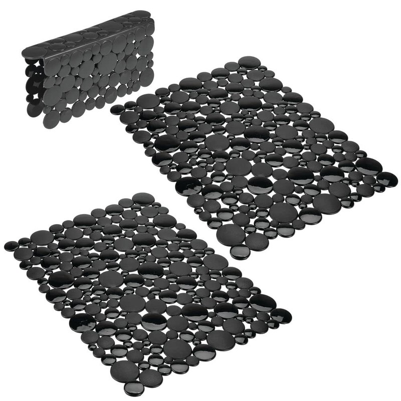 mDesign Decorative Kitchen Plastic Sink Protector Set, Quick Draining -