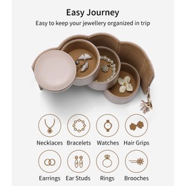 Viaggio Jewelry Box Travel Jewelry Case for Women Girls Gifts, Earring Organizer Box with Hand-held Design for Travelling(Grey+Khaki inner)