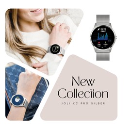 XCOAST JOLI XC PRO Smartwatch for Women - Elegant with Fitness Function, AMOLED Touch Screen, Heart Rate Monitor, Waterproof IP67, Compatible with iOS & Android, Milanese Bracelet in Silver