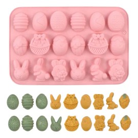 Molde Silicon Figuras Pascua Huevos Conejos Canastas Pascua X18