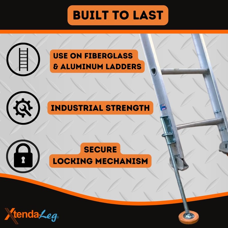 Xtenda-Leg® Ladder Leveler - Rubber Feet, Perfect for Extension Ladders,