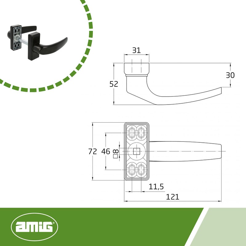 Amig - Rosette Handle for Doors | Delta Model |