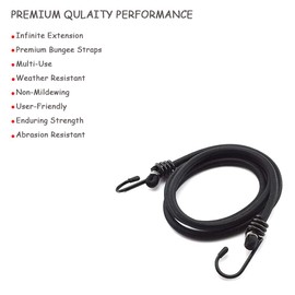 iCOMO 8 Pack Bungee Cord with Hooks, 40" Heavy Duty Bungee Cords with Durable Metal Hooks, Bungee Cords Heavy Duty Outdoor - Black