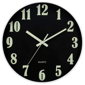 JoFomp Glow in The Dark Clock, 8 Inch Modern Silent Non Ticking Wall Clocks Battery Operated, Night Light Wall Clock for Living Room Decor, Wall Clock Decorative for Kitchen Bedroom