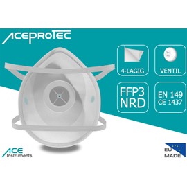 Ace ProTec FFP3 Masks - Disposable Dust Mask with Valve - EN 149 - Dust Mask Against Asbestos & Mould Pack of 5