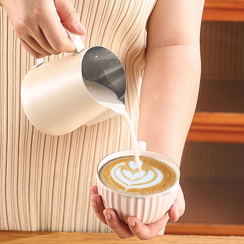Pull Flower Cup Stainless Steel Art Froth Cup Pointed Mouth
