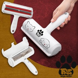 FurFree Magic Roller - Pet Hair Remover Reusable Tool - Dog and Cat Fur Removal Roller for Bedding, Couch, Clothing, Carpet and More - Multisurface Hair and Fur Removal Tool (Silver Woof)