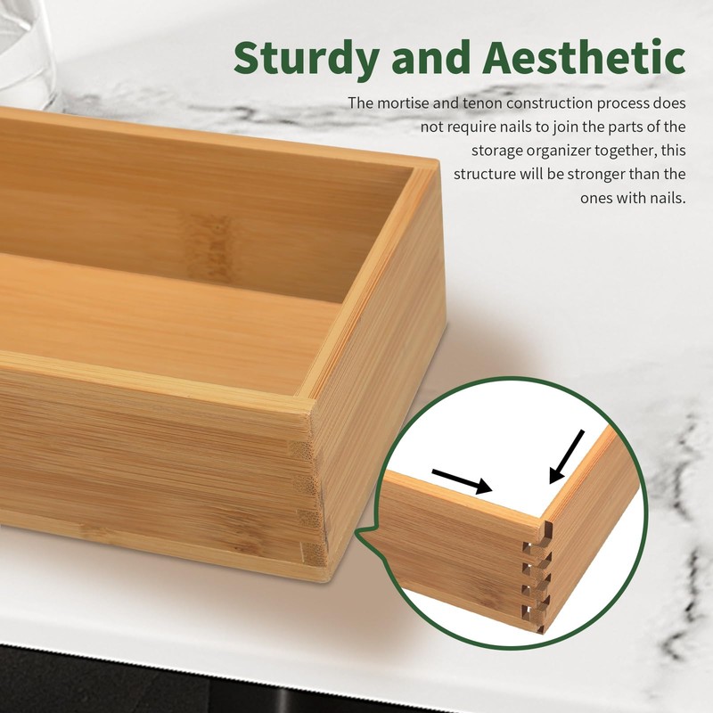 SYAOYI Bamboo Drawer Organizer - Kitchen Drawer Utensil Organizer Office
