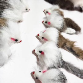 Caticalife Rabbit Fur Mice Toys for Indoor Cats - 5PCS Crinkle Sound Cat Toys, Durable & Non-Toxic, Self-Play Hunting Instincts.