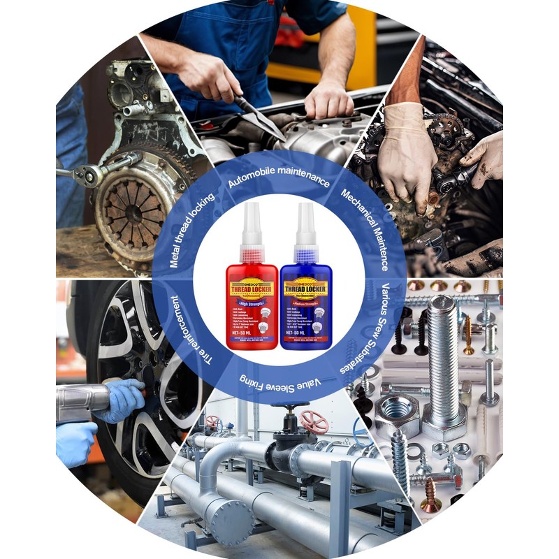 Thread Lock Blue and Red, Threadlocker Medium and Strong Strength,