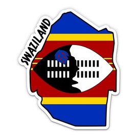 Squiddy Swaziland Map with Flag - Vinyl Sticker for Car, Laptop, Notebook - 5"