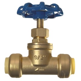 XFITTING 1/2 inch Push Fit Stop Valve with Drain and Vent, Push to Connect Brass Plumbing Fitting, Pex Pipe, Copper, CPVC, PE-RT, HDPE, (2-5-1=2), 2 Pieces