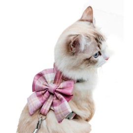 DUJIAOSHOU Cat Harness Breathable Adjustable Vest Harnesses for Pets Cats Kitten Puppy Rabbit Ferret (M, Pink)