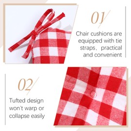 Geetery 4 Pack Chair Cushions Dining Kitchen Office Chair Seat Cushion Kitchen Chair Pads with Ties Buffalo Plaid Patio Outdoor Chair Cushions for Dining, Outdoor, Patio, Chair (Red, White)