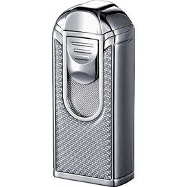 Visol ALEC III Chrome and White Carbon Fiber Triple Torch Flame Lighter
