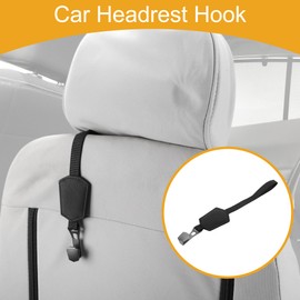 Partuto 1 Pcs Universal Car Seat Headrest Hook for Most Car, SUV, Truck Car Seat Back Organizer Hooks Sturdy Faux Leather Metal Black 11.22"x1.89"