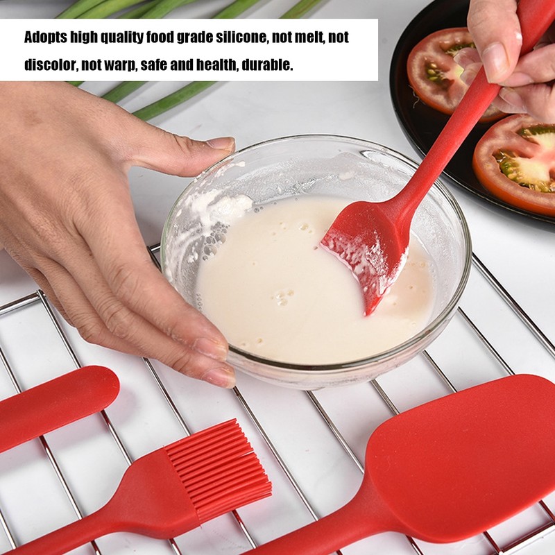 6PCS Set Silicone Spatula Cream Butter Scraper Brush Spoon Kitchen