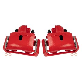 TRQ Rear Performance Brake Caliper Set Red Compatible with 2007-2009 Chrysler Aspen 2004-2009 Dodge Durango 2002-2010 Ram 1500 2003 Ram 1500 Van Ram 2500 Van Ram 3500 Van 2011-2018 Ram 1500