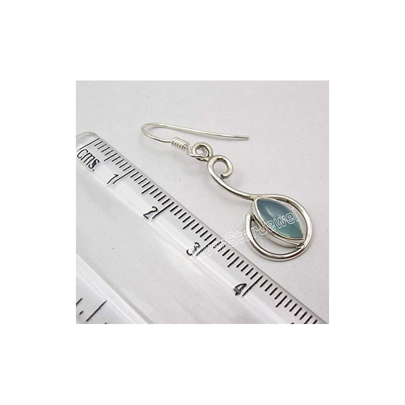 SilverStarJewel - Pendientes de Calcedonia de Plata de Ley 925,