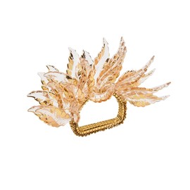 Kim Seybert Gilded Leaves Napkin Ring in Gold, Set of 4