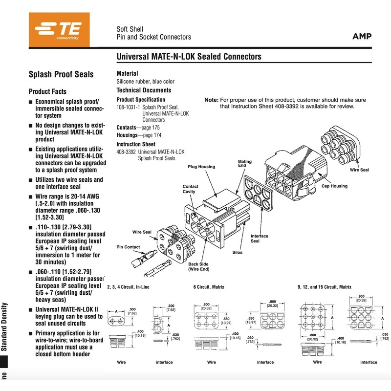 TE/AMP 3-Pin 20A Sealed Mate N Lok Wiring Connector 2.13mm
