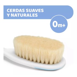 Chicco Cepillo Y Peine Chicco Bebé Cerdas Naturales 0m+ Azul Cielo