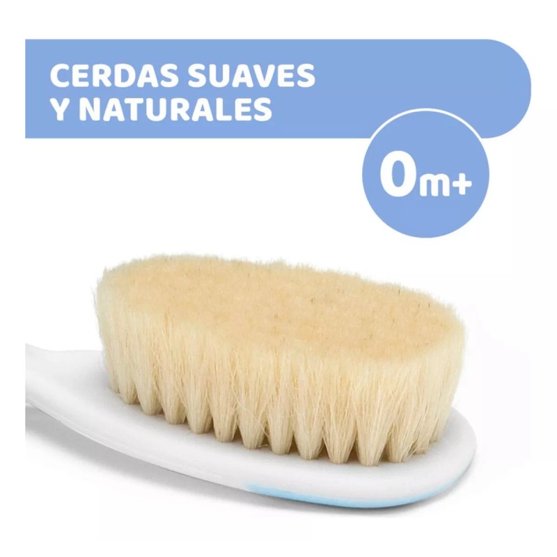 Chicco Cepillo Y Peine Chicco Bebé Cerdas Naturales 0m+ Azul