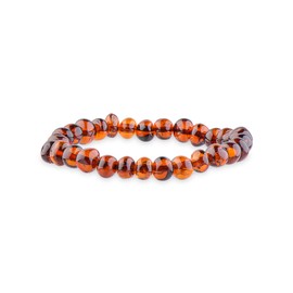 Genuine Amber Unisex Bracelet - Polished Baltic Sea Amber Jewelry - Baroque Shape Amber Beads Hand-Assembled in Europe, 22 cm, Amber, Amber