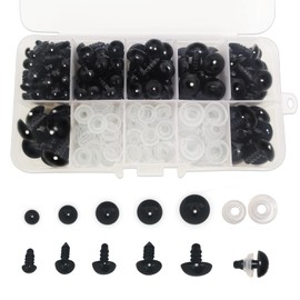 FANGZIDM 132PCS Safety Eyes with Washers 6-14mm Black Plastic Toy Eyes for Doll Making DIY Crafts