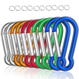 Mosquetón de Aluminio, Clips de Mosquetón de 10 Piezas Mosquetones Multifuncionales con Anillo en D para llaveros, Cuerdas, Botellas de Agua y Senderismo al Aire Libre para Acampar