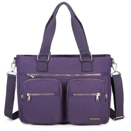 La Packmore Water Repellent Nylon Shoulder Bag Handbag Laptop Bag Teacher Nurse Tote Briefcase Clinical Bag (14-Inch, Lavender)