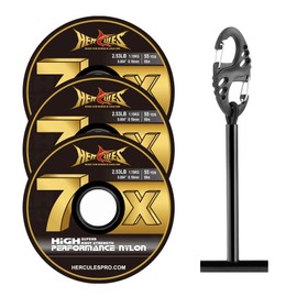 HERCULES Fly Fishing Tippet 3 Pack with Fly Tippet Holder, 7X - 2.53LB - 55YDS, Nylon