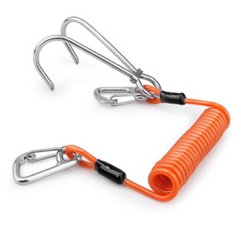 Pluzluce Scuba Diving Reef Double Hook, Drift Safety Telescopic Spring Rope Stainless Steel Reef Hook with D Ring Carabiner for Drift, Diving, Photographers, and Underwater Activities