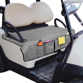 Golf Cart Seat Covers, Universal Golf Cart Seat Towel Blanket with 4 Front Pockets & Nonskid Bottom Fits for EZGO, Yamaha, Club Car and More 2 Person Seats Golf Carts