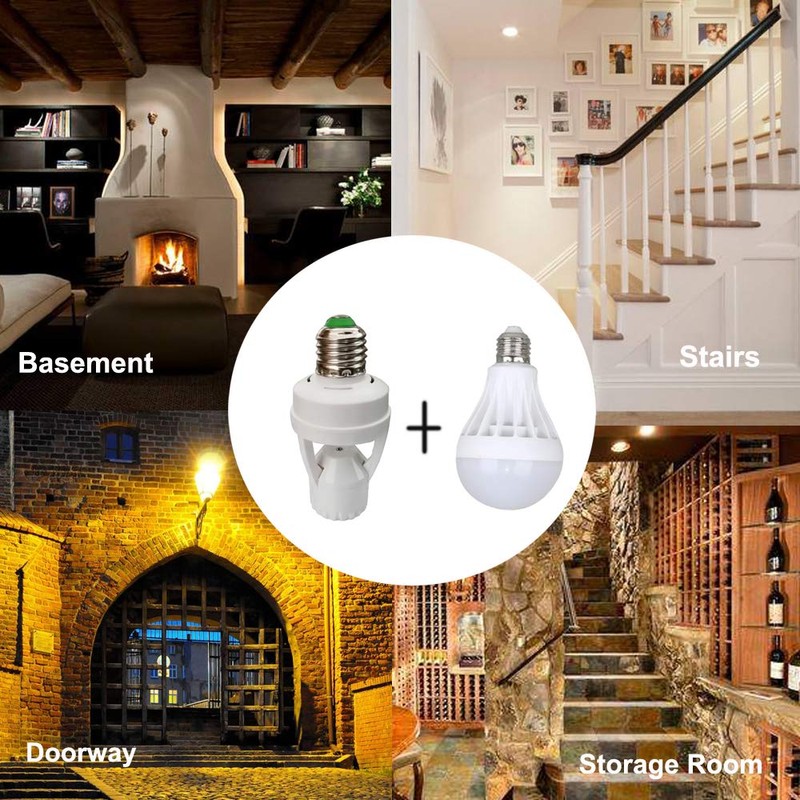 Taigeguang Motion Sensor Light Socket,E26 E27 PIR Motion Screw Bulb
