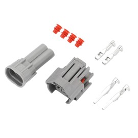 Partuto 2 Pin Fuel Injector Connector Plug - Car Male Female Wire Terminal Connector - for Toyota Plastic Gray - 1 Set