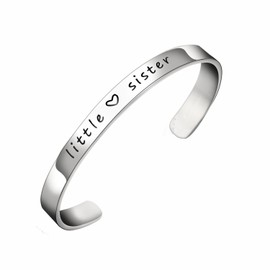 BESPMOSP Big Sis Middle Sis Little Sis Sister Cuff Bangle Bracelet Family Friend Gift for Women (Little Sis)