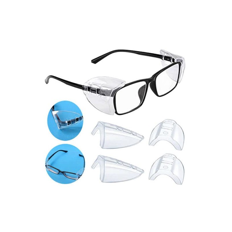 AIMALL 4 Pairs Clear Eye Goggles Side Shields Protection Universal