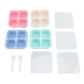 4 Colors Snack Container Box Stackable Reusable Dustproof 4 Divided Compartment Snack Container with Lid