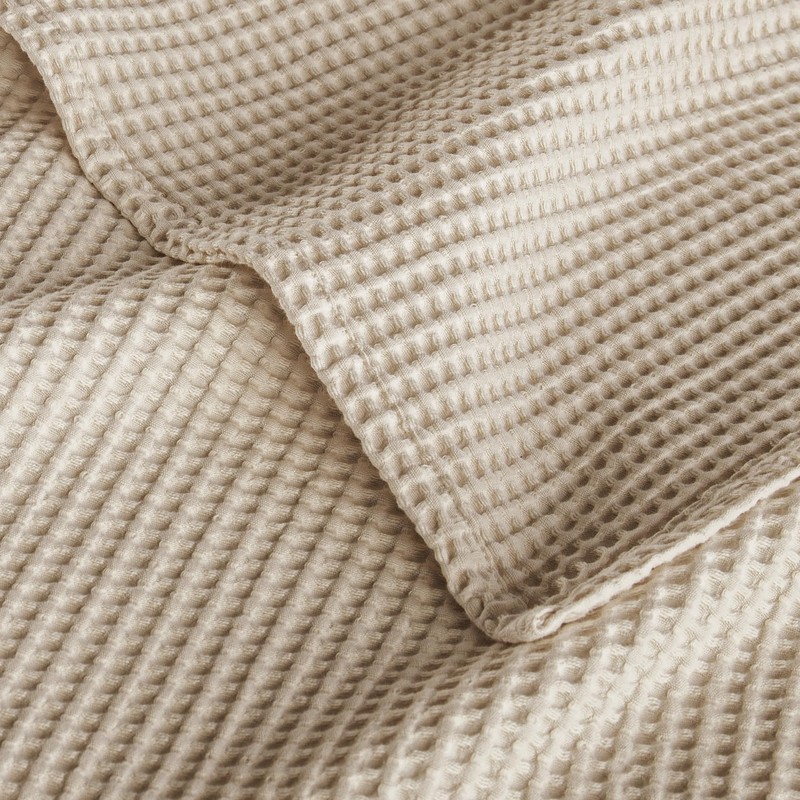 Exclusivo Mezcla 100% Cotton Waffle King Size Blanket, Khaki