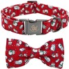 Elegant little tail Dog Collar, Christmas Dog Collar Red Penguins Holiday Pet Collar Dog Bow Collar Pet Adjustable Girl Boy Dog Collar for Small Dogs