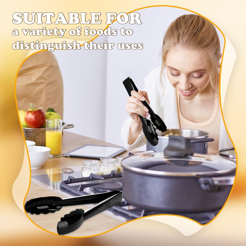 30 Pack 9 Inch Black Plastic Serving Tongs Durable Disposable