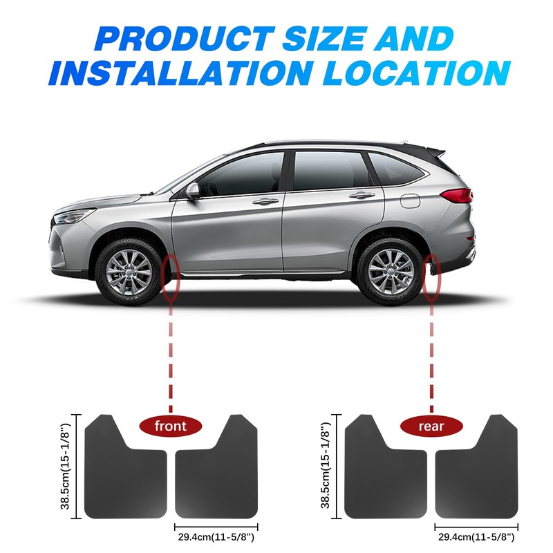 KEEPDSGN 4PCS Black Car Mud Flaps Front and Rear Side