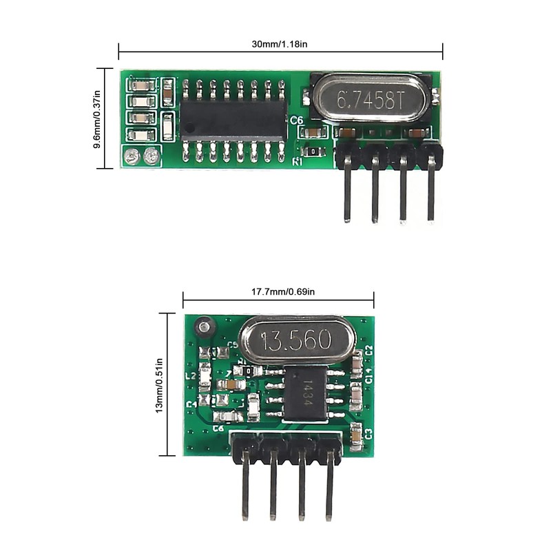 QCCAN 5pcs 433mhz Wireless RF Transmitter and Receiver with Antenna
