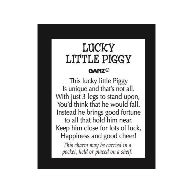 Ganz Miniature Pocket Charm Lucky Little PIg Figurine with Insert