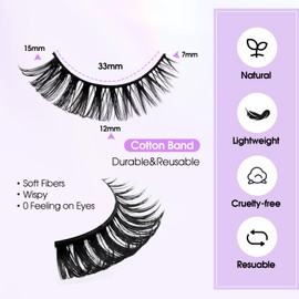 WENDY LASHES False Eyelashes 3D Volume Mink Lashes Strip Eye Lashes Soft Natural Extensions Lashes Lightweight Reusable Fake Eyelashes 10 Pairs(DH06-04)