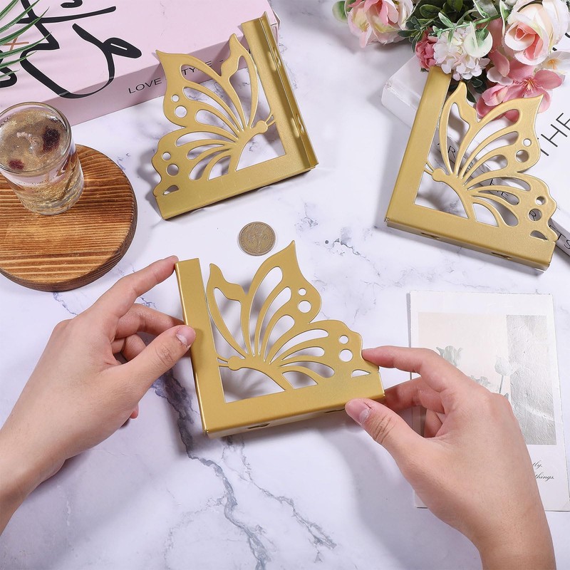 GLOBLELAND 4 Stück Gold Schelfbrackets 4,6 Zoll Eisen Schmetterling Dekorationsschelfbrackets