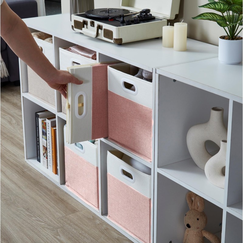 SOCOHOME Fabirc Cube Storage Boxes, 28x28x28cm Foldable Storage Baskets for