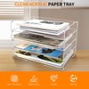 4 Pack- Stackable Paper Letter Tray,Clear Acrylic Magazine Holder and